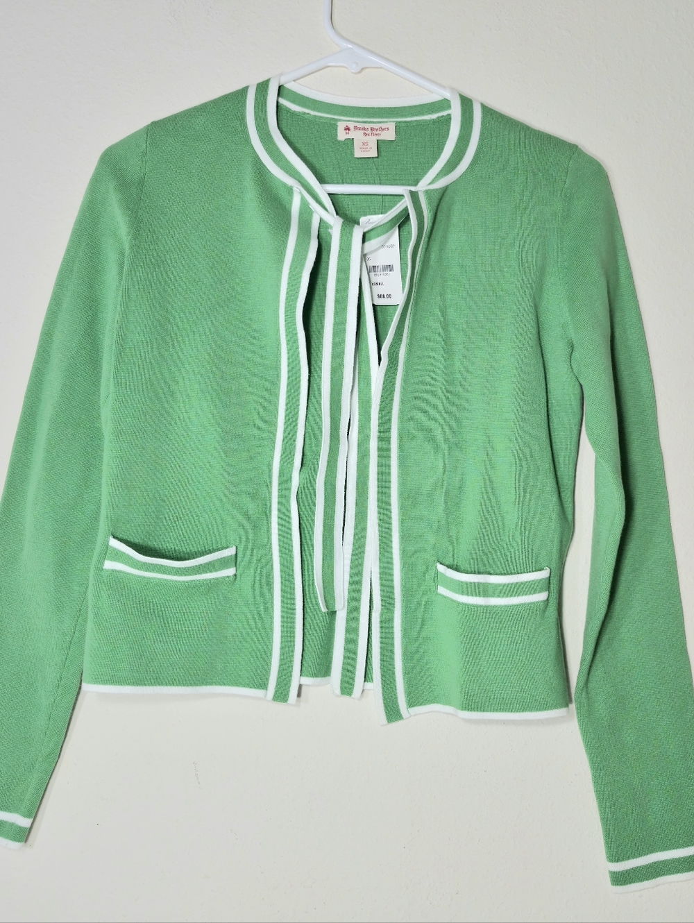 Brooks Brothers Green Fleece Open Front Cardigan Sweater Women XS